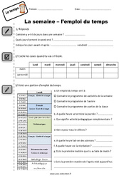 Semaine - Emploi du temps - Ce1 - Exercices - PDF à imprimer