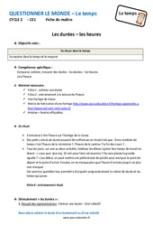 Durées - Heures - Ce1 - Fiche de préparation - PDF à imprimer