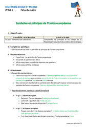 Symboles et principes de l’Union européenne - Cm1 - Cm2 - Fiche de préparation - PDF à imprimer