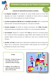 Symboles et principes de l’Union européenne - Cm1 - Cm2 - Leçon - PDF gratuit à imprimer