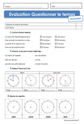 Durées, heures, minutes - Ce1 - Evaluation - PDF à imprimer