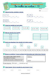Les doubles des nombres inférieurs à 10 - CP - Exercices corrigés - PDF à imprimer