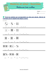 Additionner 3 nombres - CP - Exercices corrigés - PDF à imprimer