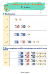 La monnaie - CP - Exercices corrigés - PDF à imprimer