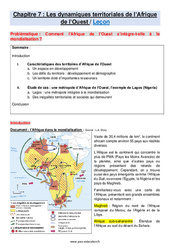 Les dynamiques territoriales de l’Afrique de l’Ouest – 4ème – Cours - PDF à imprimer