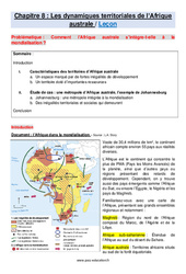 Les dynamiques territoriales de l'Afrique australe – 4ème – Cours - PDF à imprimer