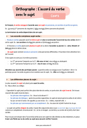 L’accord du verbe avec le sujet - 6ème - Cours - PDF à imprimer