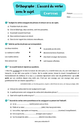 L’accord du verbe avec le sujet - 6ème - Exercices - PDF à imprimer