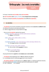 Les mots invariables - 6ème - Cours - PDF à imprimer