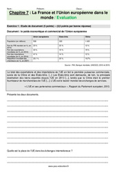 La France et l’Union européenne dans le monde – 3ème – Evaluation avec les corrections - PDF à imprimer