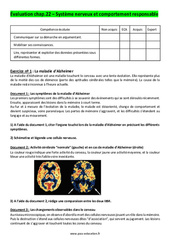 Système nerveux et comportement responsable - 3ème - Evaluation avec les corrigés - PDF à imprimer