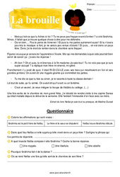 La brouille – Ce2 – Récit – Lecture - PDF à imprimer