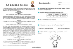 La poupée de cire – Ce2 – Récit – Lecture - PDF à imprimer