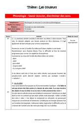 Phonologie - Les couleurs - PS de maternelle - Séquence complète - PDF à imprimer