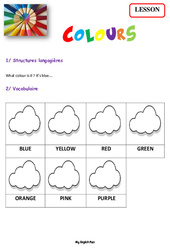 Colours - Leçon d'anglais CP - CE1 - Séquence 4 - My English Pass - PDF gratuit à imprimer