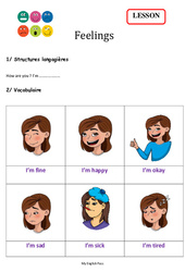 Feelings - Leçon d'anglais CP - CE1 - Séquence 5 - My English Pass - PDF gratuit à imprimer