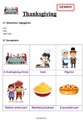 Thanksgiving - Leçon d'anglais CP - CE1 - Séquence 6 - My English Pass - PDF gratuit à imprimer
