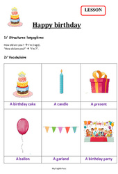 Happy birthday - Leçon d'anglais CP - CE1 - Séquence 7 - My English Pass - PDF gratuit à imprimer