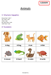 Animals - Leçon d'anglais CP - CE1 - Séquence 8 - My English Pass - PDF gratuit à imprimer