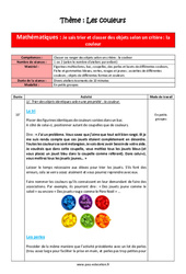 Mathématiques - Les couleurs - PS de maternelle - Séquence complète - PDF à imprimer