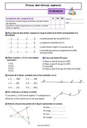 Droites, demi-droites, segments – Evaluation de géométrie pour la 6ème - PDF à imprimer