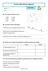 Droites, demi-droites, segments – Exercices de géométrie pour la 6ème - PDF à imprimer