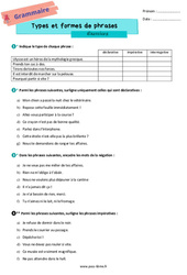 Types et formes de phrases – Exercices de grammaire pour la 6ème - PDF à imprimer