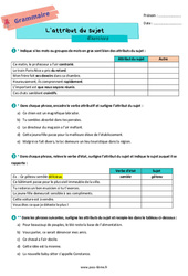 L’attribut du sujet – Exercices de grammaire pour la 6ème - PDF à imprimer
