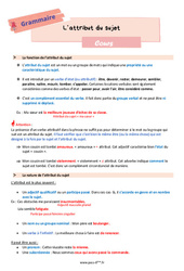 L’attribut du sujet – Cours de grammaire pour la 6ème - PDF à imprimer