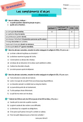 Les compléments d’objet – Exercices de grammaire pour la 6ème - PDF à imprimer