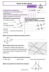 Position de deux droites – Evaluation de géométrie pour la 6ème - PDF à imprimer