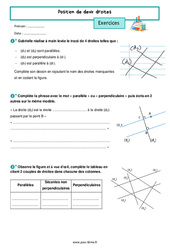 Position de deux droites – Exercices de géométrie pour la 6ème - PDF à imprimer