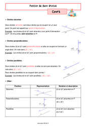 Position de deux droites – Cours de géométrie pour la 6ème - PDF à imprimer