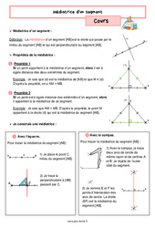 Médiatrice d'un segment – Cours de géométrie pour la 6ème - PDF à imprimer