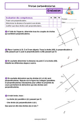 Droites perpendiculaires – Evaluation de géométrie pour la 6ème - PDF à imprimer