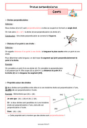Droites perpendiculaires – Cours de géométrie pour la 6ème - PDF à imprimer