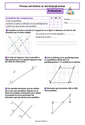 Droites parallèles et parallélogrammes – Evaluation de géométrie pour la 6ème - PDF à imprimer
