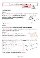 Droites parallèles et parallélogrammes – Cours de géométrie pour la 6ème - PDF à imprimer