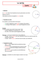 Le cercle – Cours de géométrie pour la 6ème - PDF à imprimer