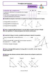 Triangles particuliers – Evaluation de géométrie pour la 6ème - PDF à imprimer