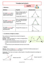 Triangles particuliers – Cours de géométrie pour la 6ème - PDF à imprimer