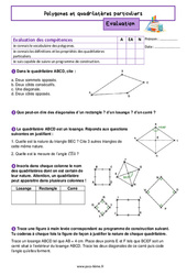 Polygones et quadrilatères particuliers – Evaluation de géométrie pour la 6ème - PDF à imprimer
