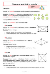 Polygones et quadrilatères particuliers – Cours de géométrie pour la 6ème - PDF à imprimer