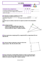 Les angles – Evaluation de géométrie pour la 6ème - PDF à imprimer