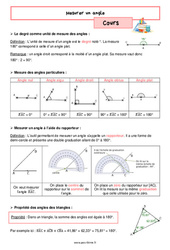 Mesurer un angle – Cours de géométrie pour la 6ème - PDF à imprimer