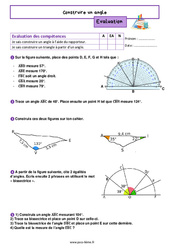 Construire un angle – Evaluation de géométrie pour la 6ème - PDF à imprimer
