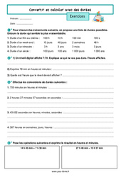 Calculer et convertir avec des durées – Exercices de grandeurs et mesures pour la 6ème - PDF à imprimer