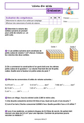 Volume d'un solide – Evaluation de géométrie pour la 6ème - PDF à imprimer