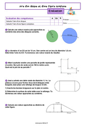 Aire d'un disque et d'une figure complexe – Evaluation de géométrie pour la 6ème - PDF à imprimer