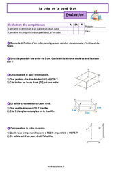 Le cube et le pavé droit – Evaluation de géométrie pour la 6ème - PDF à imprimer